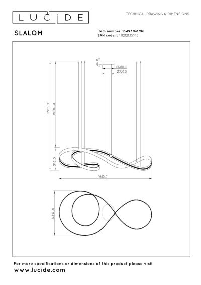 Lucide SLALOM - Pendant light - LED Dim. - CCT - 1x80W 2200K/4000K - Coffee - Premium